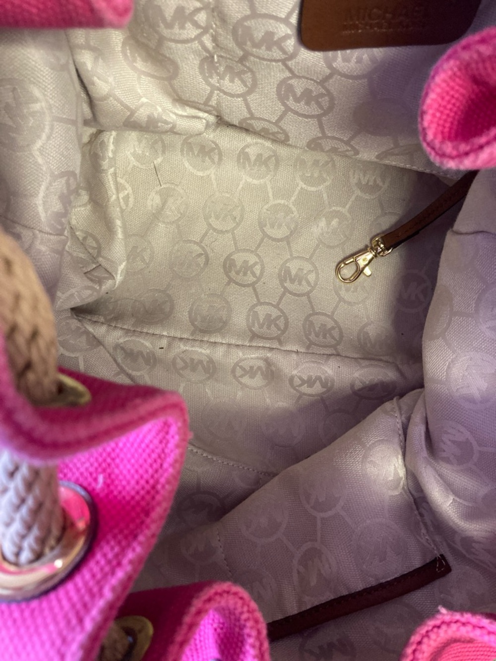 Michael Kors Marina Pink Canvas Large Tote Bag (OKPM-04-060) - Picture 8 of 13